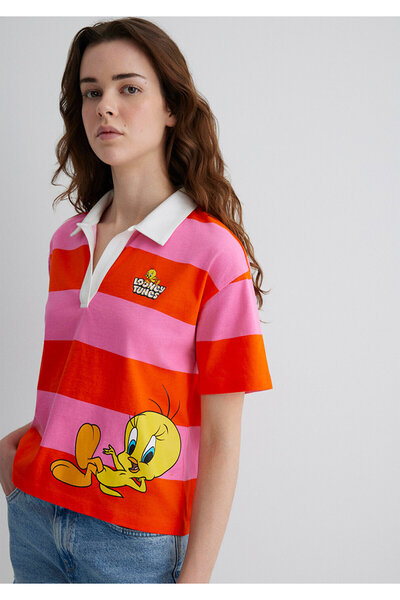 Mavi Tweety εμπριμέ πορτοκαλί μπλουζάκι κανονική εφαρμογή / κανονική κοπή 1613369-90732