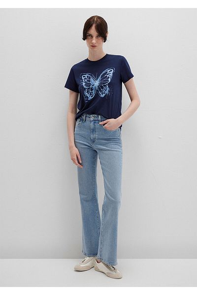 Mavi Butterfly Printed Navy Blue T-Shirt Semi Slim Fit / Semi Slim Fit 1613456-70497