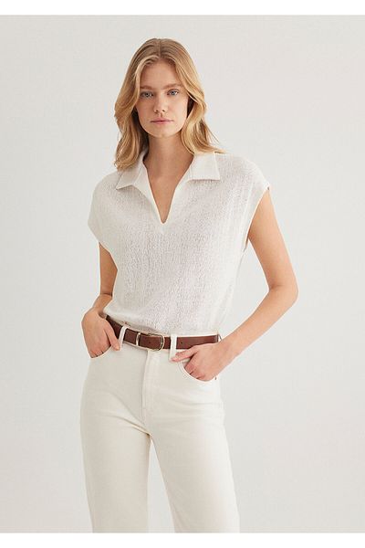 Mavi Tricou polo alb, cu o formă lejeră/cu o formă relaxată 1612610 -70057