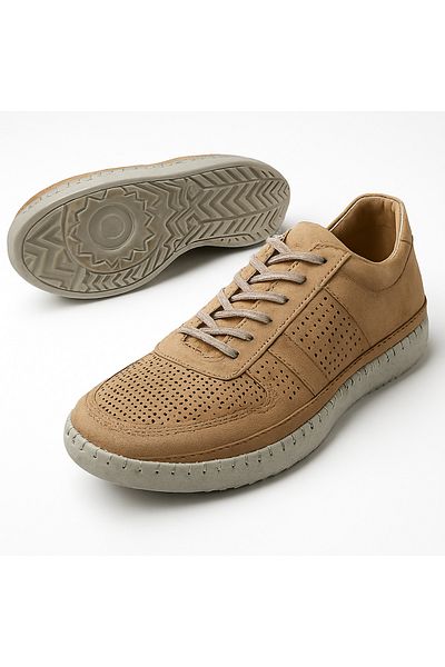 Growish Gr0344 Genuine Nubuck Leather Stitched Lightweight Poly Sole Men's Sneaker Sports Shoes