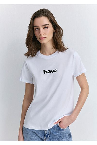 Mavi Weißes T-Shirt mit Luftdruck, reguläre Passform 1613288 -620