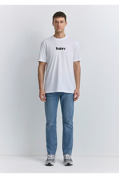Mavi Weißes T-Shirt mit Luftdruck, reguläre Passform 0612759 -620