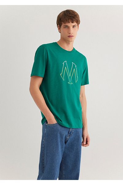 Mavi Logo bedrucktes grünes T-Shirt mit normaler Passform / normaler Passform 0610635 -71916