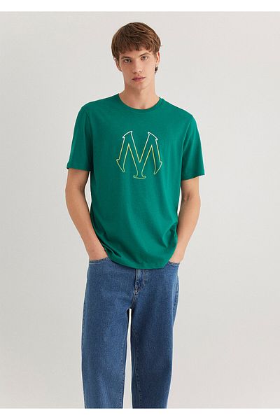 Mavi Logo bedrucktes grünes T-Shirt mit normaler Passform / normaler Passform 0610635 -71916