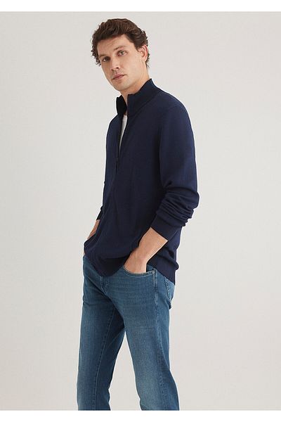 Mavi Schwarze Strickjacke mit normaler Passform und Reißverschluss - 0710228 -84371