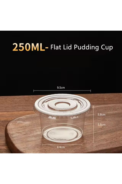 Choice 100 قطعة 250 مل مسطحة 50/100 قطعة 250 مل أكواب سلطة بلاستيكية شفافة للاستخدام مرة واحدة أكواب حلوى أوعية تحتوي على