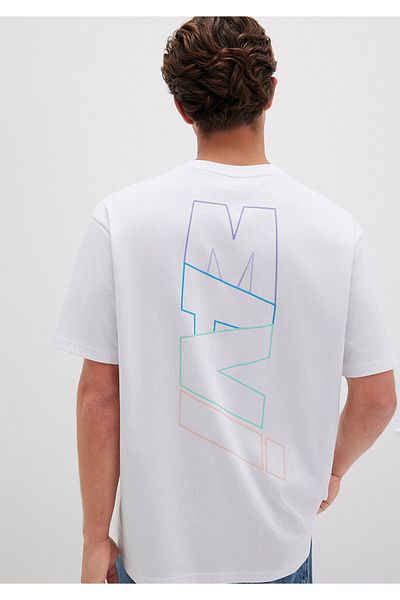 Mavi Weißes T-Shirt mit Logo-Rückendruck, lockere Passform / lockere, entspannte Passform 0612350 -620