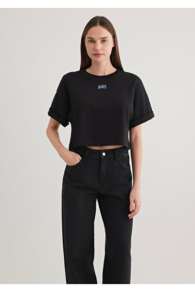 Mavi T-Shirt Black Crop T-Shirt Crop / Short Cut 1611585-900