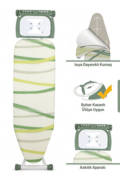 Perilla Silvia Özel Dokuma Kumaşlı Ütü Masası Yeşil