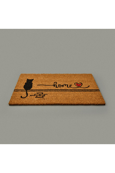 GizHome Giz Home Duvardaki Kedi Kapı Önü Paspası - Bej - 35x60 cm