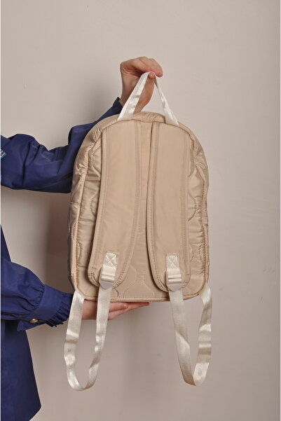 WITH-W Quilted, Pocketed, Patterned Backpack Puffy