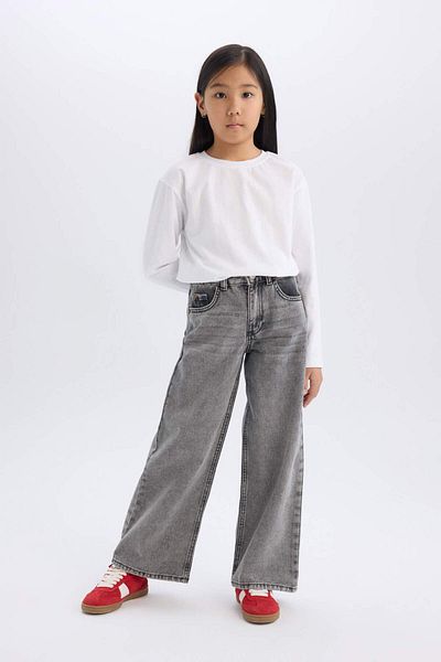 DeFacto Mädchenhose mit weitem Bein und weitem Bein mit Taschen C8534A824AU