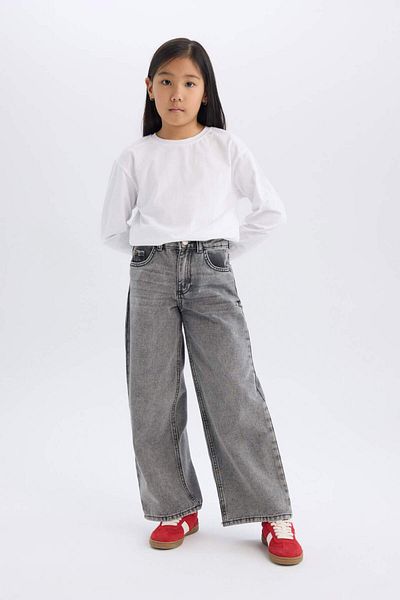 DeFacto Mädchenhose mit weitem Bein und weitem Bein mit Taschen C8534A824AU