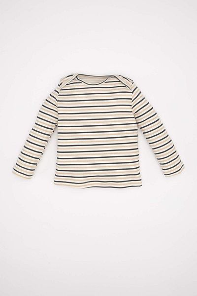 DeFacto Baby Boy 2 Stück Set Gestreiftes Langarm T-Shirt Jean Salopet D4130A524WN