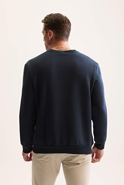 DeFacto Sötétkék 3 szálas pamut, felső belső polár normál szabású, vastag pulóver D7876AXNS