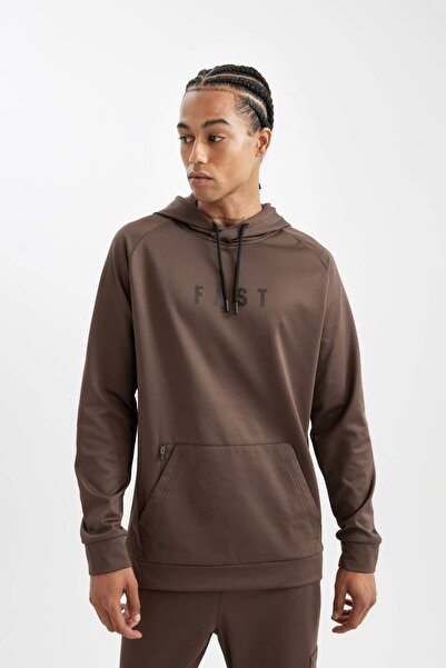 DeFacto DeFactoFit Standart Fit Kapüşonlu Cepli Skuba Dalgıç Kumaş Sporcu Sweatshirt D1950AX24AU