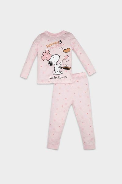 DeFacto Set pijamale pentru fetiță cu model Snoopy - bumbac pieptănat, mânecă lungă, D3618a524wn