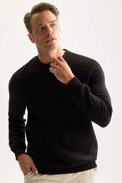 DeFacto 3-fädiges, dickes Sweatshirt aus Baumwolle mit Kapuze und Fleece-Innenseite, reguläre Passform, Rundhalsausschnitt, D7876AXNS