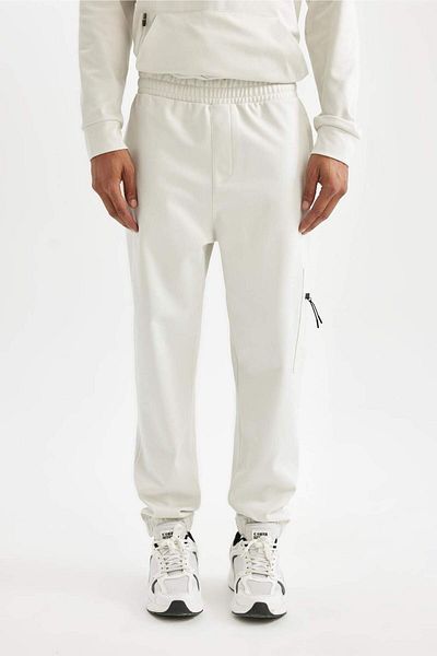 DeFacto Beige Skuba-Jogger-Jogginghose für Herren – mit Reißverschluss und Taschen, Tauchstoff D1952ax24au