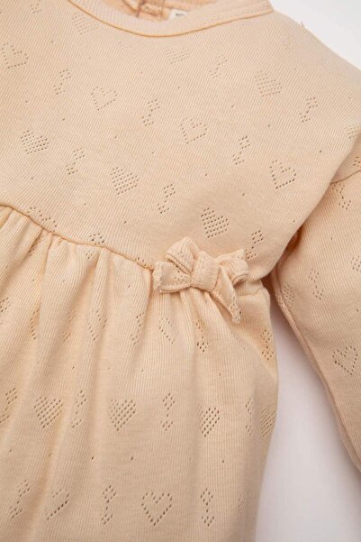 DeFacto Baby Girl Pajama Set Ribbed Heart Printed Long Sleeve Top Long Bottom 3150680