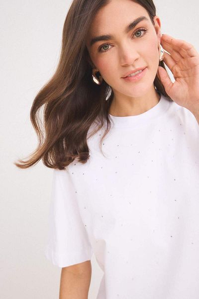 DeFacto Regular Fit Crew Neck Basic Plain Short Sleeve White T-Shirt Tunic E1397Ax25Sp