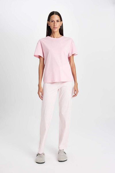DeFacto Set pijamale Fall in Love Gâtul turnat de bază Top cu mâneci scurte cu talie elastică D7540AX24AU