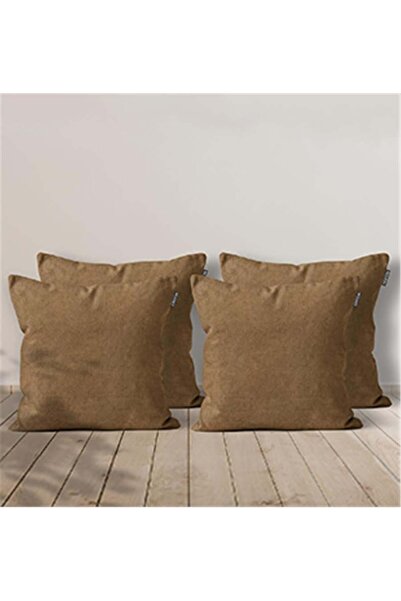 GOCCIA HOME 4'lü Kadife Dokulu Kırlent Kılıfı Camel