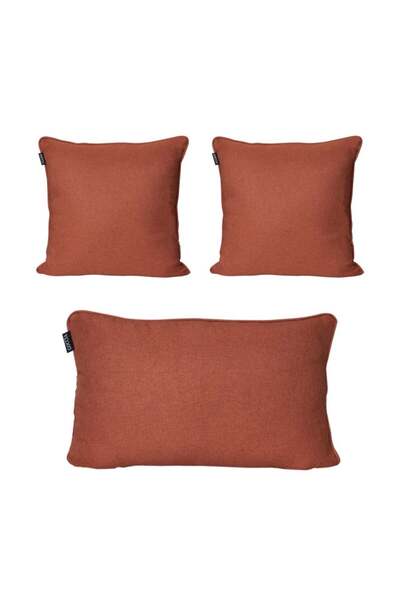 GOCCIA HOME 3'lü Pamuk Dokulu Dokuma Kırlent Kılıfı Kiremit