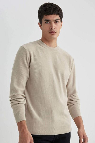 DeFacto Standard Fit, croiala normala, decolteu rotund, pulover de tricotaj cu model Muline A5181AX24SP