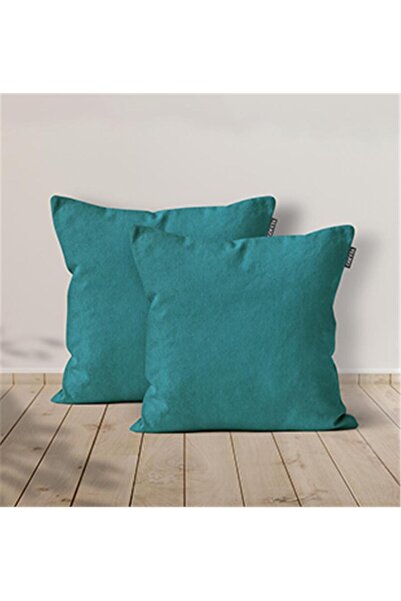 GOCCIA HOME 2'li Kadife Dokulu Kırlent Kılıfı Turkuaz