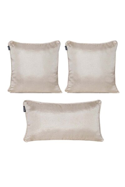 GOCCIA HOME 3'lü Parlak Fitilli Kırlent Kılıfı Krem