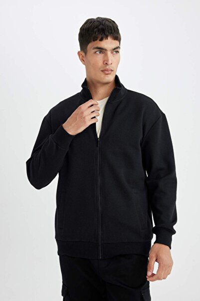 DeFacto Relaxed Fit Stand Collar Basic Sweatshirt with Pockets - D4971Ax24Au