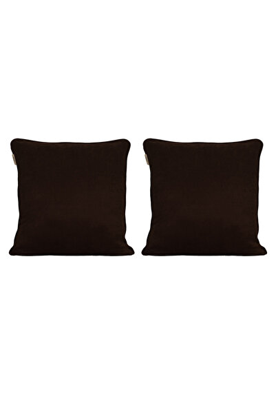 GOCCIA HOME 2'li Kadife Dokulu Fitilli Kırlent Kılıfı Acı Kahve