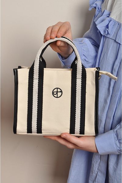 WITH-W Women's Canvas Cross Strap Tote Hand and Shoulder Bag Şi̇la