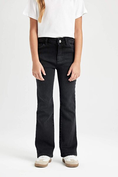 DeFacto Dívčí kalhoty Flare Fit Spanish Leg s kapsou Černé Jean Pants C8535A824AU