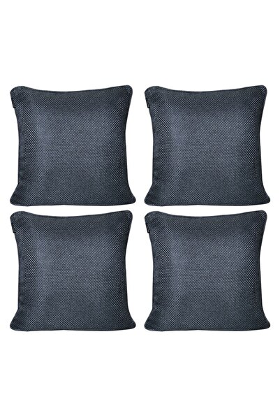 GOCCIA HOME 4-Piece Straw Textured Ribbed Double Sided Throw Pillow Cover Blu...