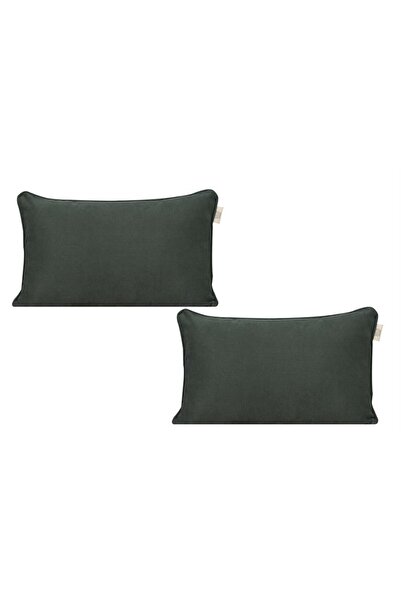 GOCCIA HOME 2'li Kadife Dokulu Fitilli Dikdörtgen Kırlent Kılıfı Yeşil