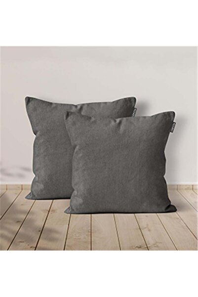 GOCCIA HOME 2'li Kadife Dokulu Kırlent Kılıfı Gri