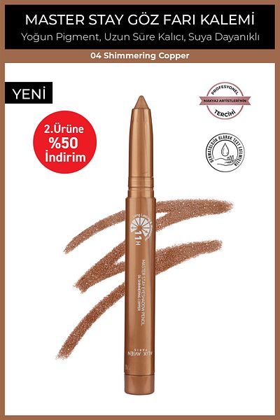 Alix Avien Waterproof 11 Hours Lasting Intensely Pigmented Creamy Eye Pencil Shadow-Master Stay 04 Shimmering Copper