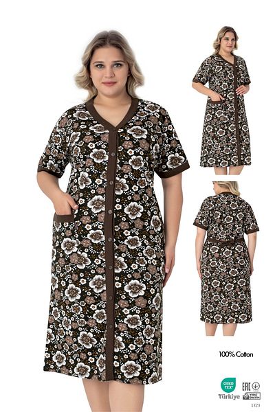 ROMEO LİFE Women's Large Size Cotton Combed Fabric Buttoned Summer Dress 4180