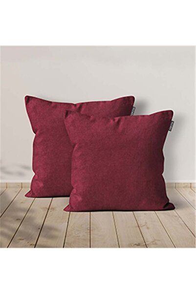 GOCCIA HOME 2'li Kadife Dokulu Kırlent Kılıfı Bordo