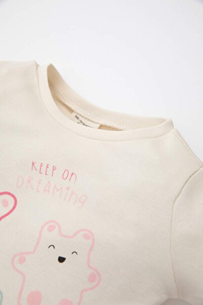 DeFacto Kız Bebek Pijama Takımı Baskılı Uzun Kollu Üst Uzun Alt D3624A524WN