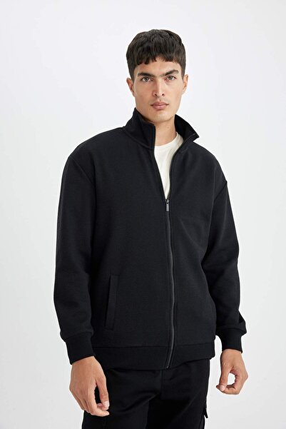 DeFacto Relaxed Fit Stand Collar Basic Sweatshirt with Pockets - D4971Ax24Au