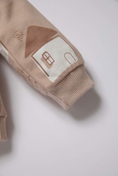 DeFacto Baby Boy 2-Piece Set Patterned Sweatshirt Elastic Waist Sweatpants D4692A524Au