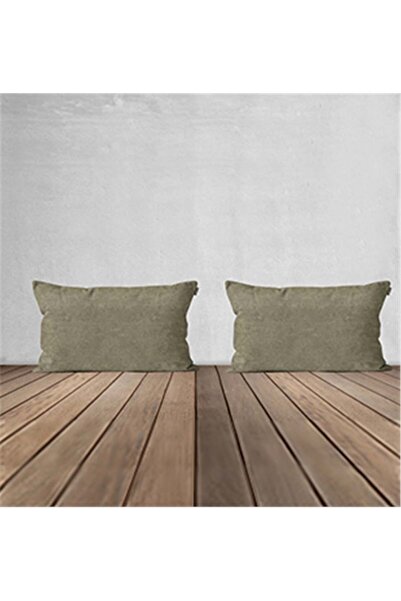 GOCCIA HOME 2'li Kadife Dokulu Dikdörtgen Kırlent Kılıfı Haki Yeşil