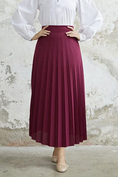 InStyle Luisa Waist Ελαστική πλισέ φούστα - Plum