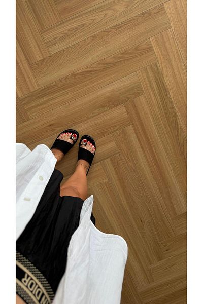 Eataly Shoes Flip Flop Ring Detailed Leaf Tape Slippers Black