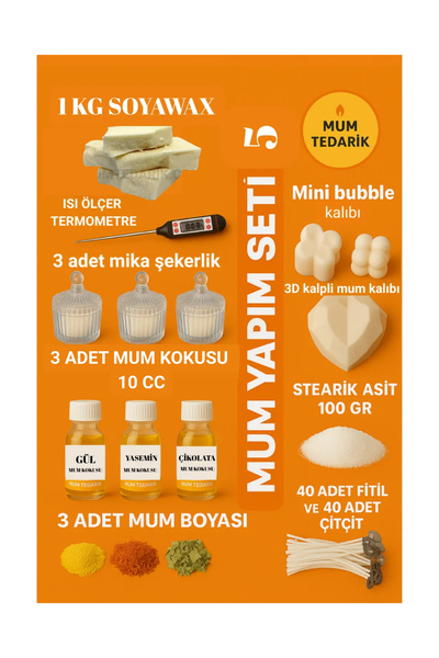 MUMTEDARİK Mum Yapım Başlangıç Seti Soyawax- 5