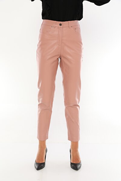 Basics&More Women's Five Pocket Powder Leather Pants - P02