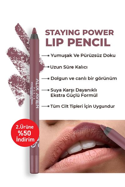 Alix Avien Waterproof Long Lasting Soft Lip Liner - Staying Power Lip Pencil 61 Deep Puce